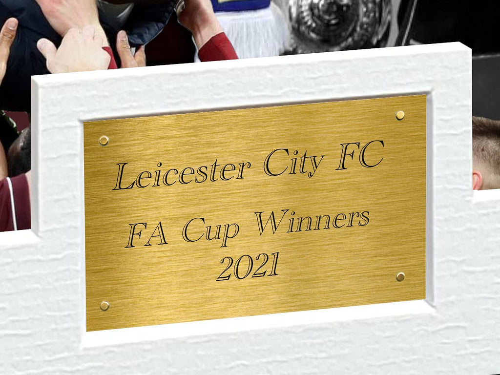 12x8 A4 '2021 FA CUP WINNERS' Brendan Rodgers James Maddison Jamie Vardy Youri Tielemans Kasper Schmeichel Wes Morgan Leicester City FC Signed Autographed Photo Photograph Picture Frame Poster Gift