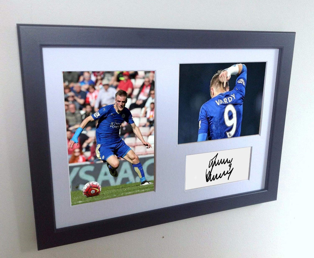 Signed Jamie Vardy Leicester City Autographed Photo Photograph Picture Frame Gift A4