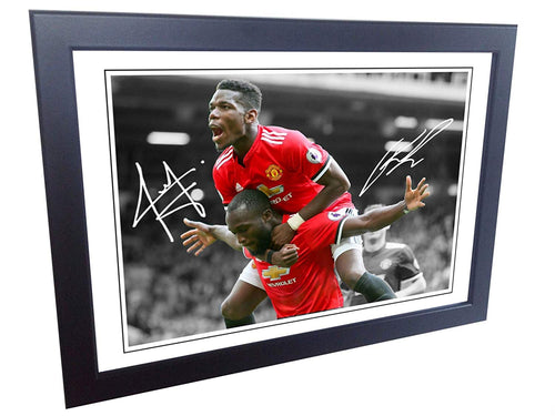 12x8 Signed Romelu Lukaku Paul Pogba Manchester United Photo Photograph Picture Frame Gift