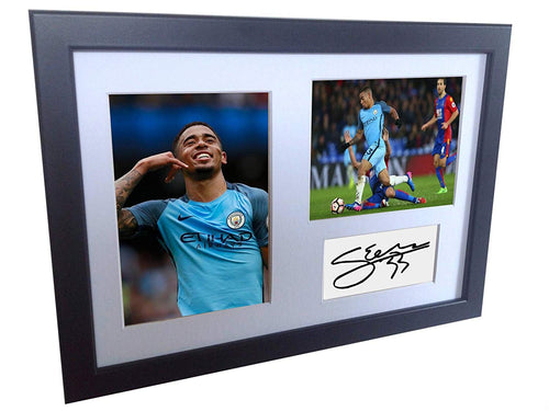 A4 Signed Gabriel Jesus Manchester City Autographed Photo Photograph Picture Frame Gift 12x8