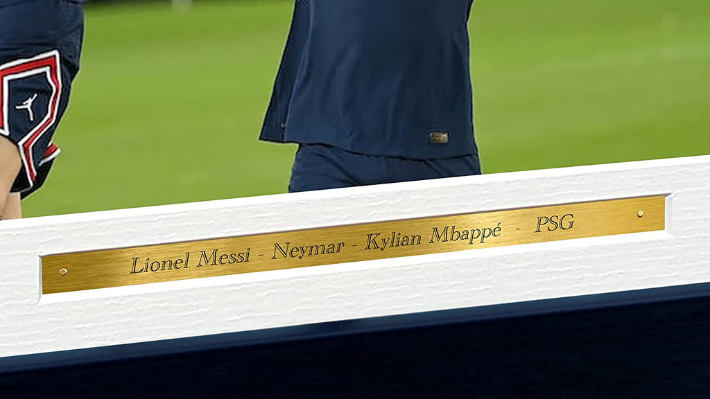 2022/23 Lionel Messi Neymar Junior Kylian Mbappe Paris Saint-Germain PSG Autographed Signed 12x8 A4 Photo Photograph Picture Frame Football Soccer Poster Gift