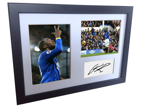 Signed Romelu Lukaku Everton FC Autographed Photo Photograph Picture Frame Print A4