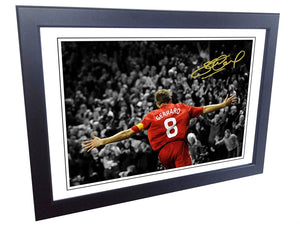 12x8 A4 Signed Steven Gerrard Celebration Autographed Photo Frame Photograph Picture Gift