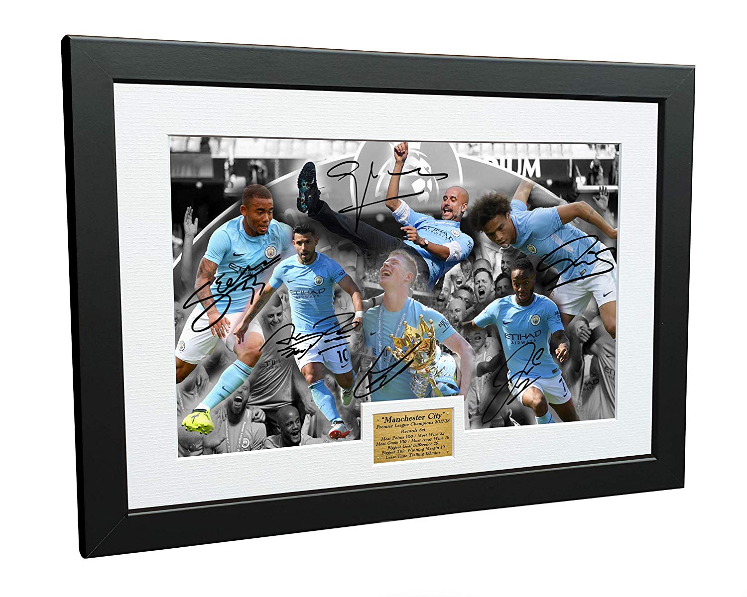 2018 PREMIER CHAMPIONS Signed Manchester City Guardiola Bruyne Agüero Sterling Jesus Photo Picture