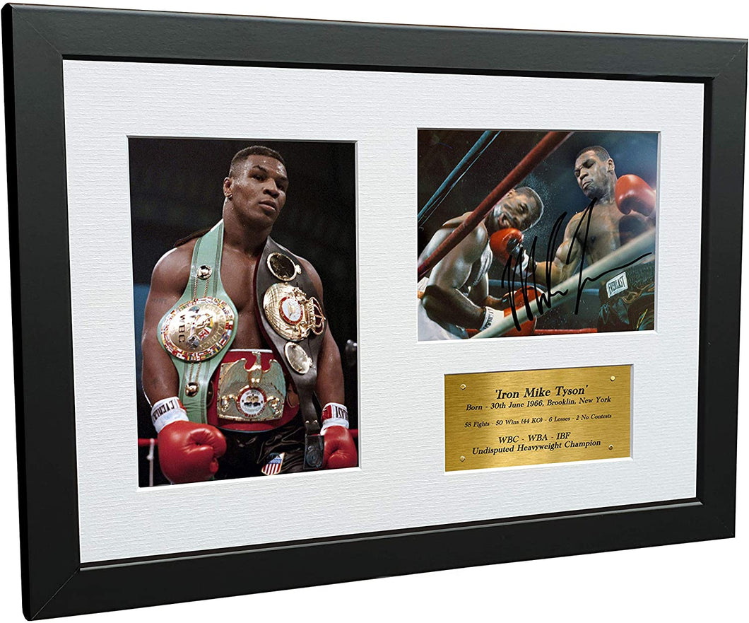 Mike Tyson 12x8 A4 Autographed Signed Photo Photograph Picture Frame Boxing Gift Poster Gold
