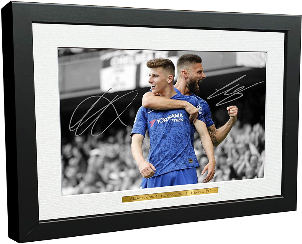 12x8 Signed Olivier Giroud Mason Mount Chelsea Photo Photograph Picture Frame Football