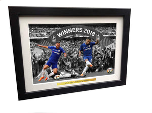 2018 FA Cup WINNERS CELEBRATION Signed Eden Hazard Chelsea FC Photo Photograph Picture Soccer