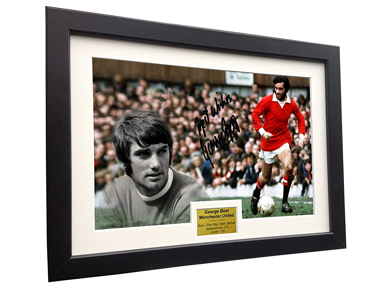 George Best Celebration Manchester United 12x8 Photo Photograph Signed Picture Frame Gift Soccer
