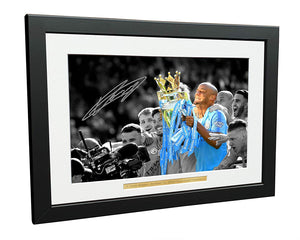 Signed Vincent Kompany "PREMIER LEAGUE CHAMPIONS" Manchester City Photo Picture Soccer