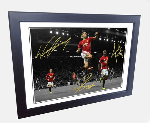 12x8 Signed Zlatan Ibrahimovic Paul Pogba Wayne Rooney Manchester United Photo Photograph Picture