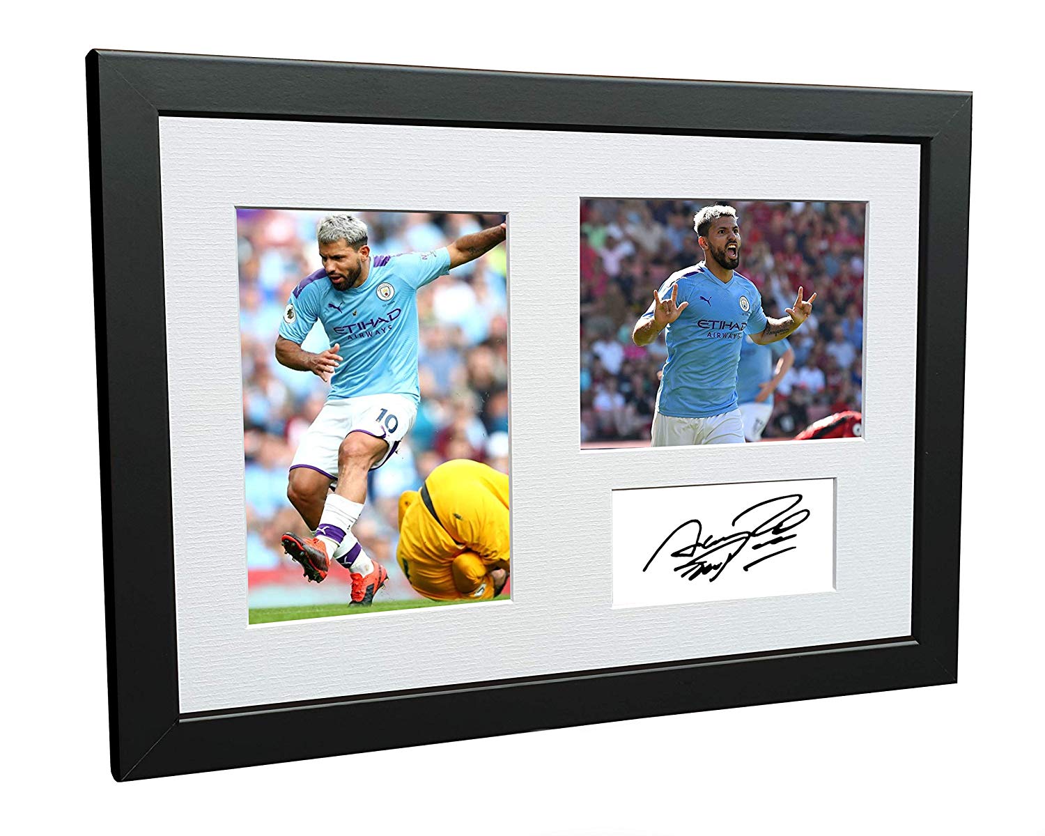 12x8 Signed Sergio Aguero Manchester City Photo Photograph Picture Frame Football Soccer Poster Gift
