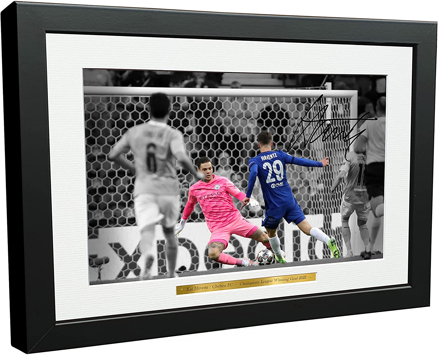 12x8 A4 '2021 CHAMPIONS LEAGUE WINNERS FINAL GOAL' Kai Havertz Chelsea FC Signed Autographed Photo Photograph Picture Frame Poster Gift