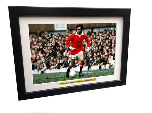 George Best Colour Manchester United 12x8 Photo Photograph Signed Picture Frame Gift Soccer