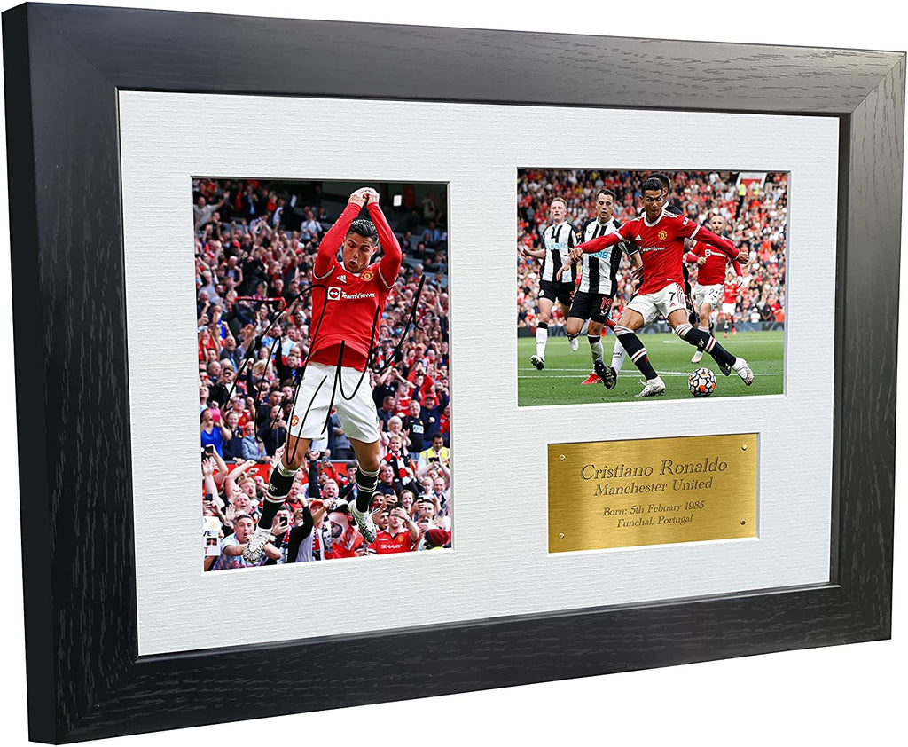 12x8 A4 Cristiano Ronaldo Manchester United Signed Autograph Photo Photograph Picture Frame Poster Gift Gold