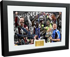 12x8 A4 '2021 FA CUP WINNERS' Brendan Rodgers James Maddison Jamie Vardy Youri Tielemans Kasper Schmeichel Wes Morgan Leicester City FC Signed Autographed Photo Photograph Picture Frame Poster Gift