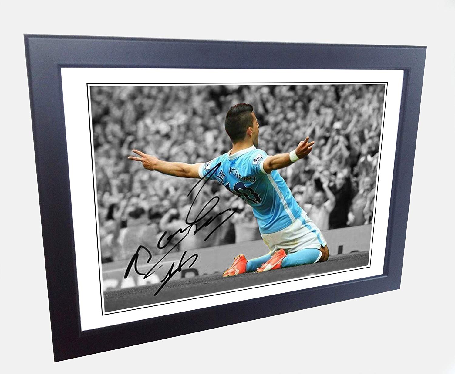 12x8 Signed Sergio Aguero Manchester City Autograph Photo Photograph Picture Frame