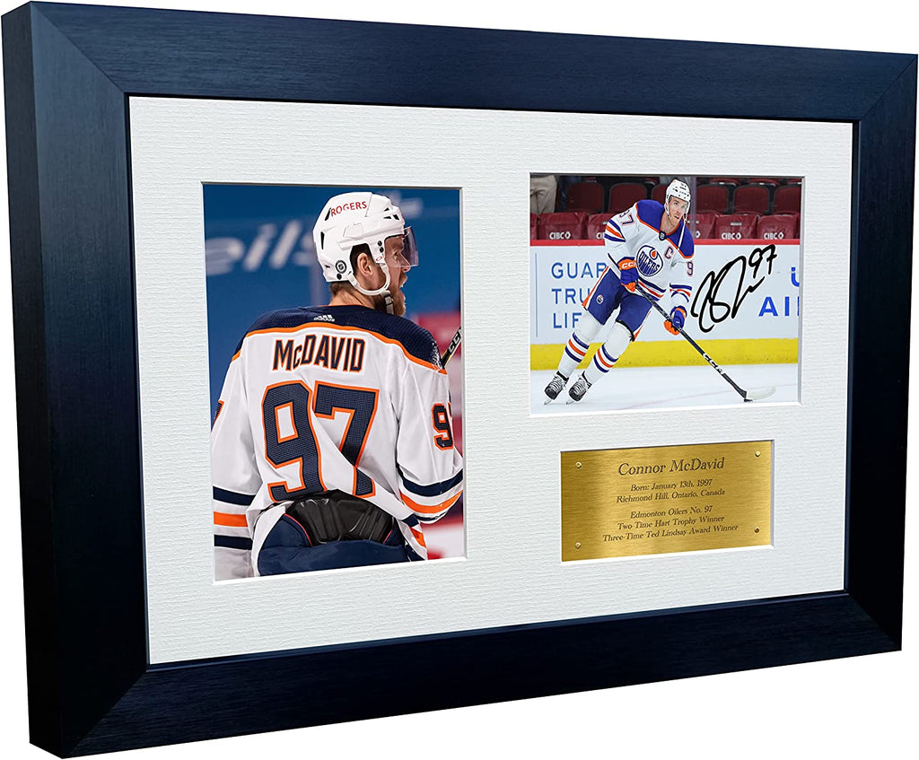 Kitbags & Lockers 12x8 A4 Connor McDavid Edmonton Oilers NHL Autographed Signed Photo Photograph Picture Frame Ice Hockey Poster Gift Triple G