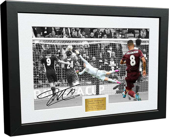 12x8 A4 '2021 FA CUP FINAL GOAL' Youri Tielemans Leicester City FC Signed Autographed Photo Photograph Picture Frame Poster Gift