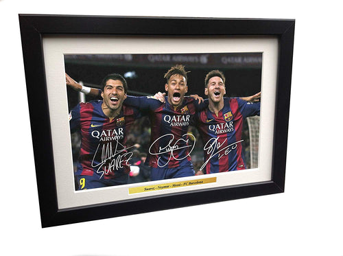 12x8 A4 Signed Lionel Messi Neymar Jr Luis Suarez Barcelona Autographed Photo Photograph Picture
