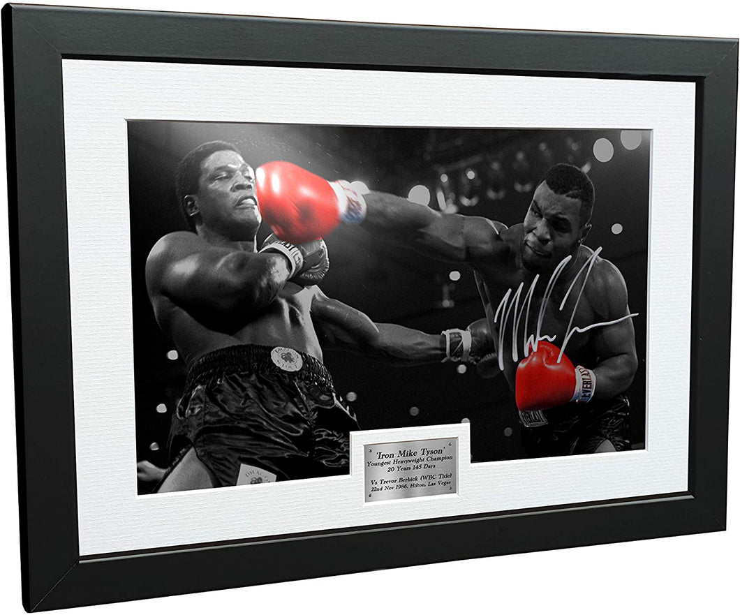 Mike Tyson vs Trevor Berbick 12x8 A4 Autographed Signed Photo Photograph Picture Frame Boxing BW