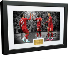 Load image into Gallery viewer, &#39;The Fab Three&#39; - Mohamed Mo Salah Sadio Mane Roberto Firmino Signed Liverpool FC - Autographed Photo Photograph Picture Frame Gift