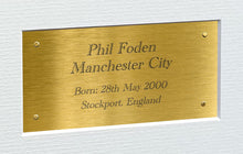 Load image into Gallery viewer, A4 Phil Foden Manchester City Triple Autographed Signed Photo Photograph Picture Frame Football Soccer Poster Gift Gold 12x8