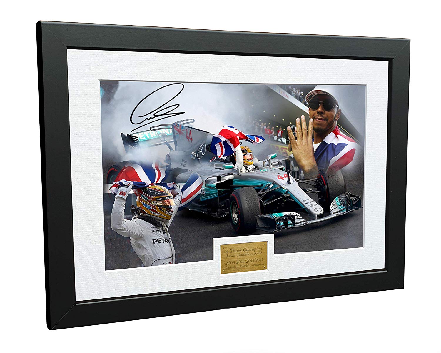 "4 Times World Champion" Lewis Hamilton Photo Photograph Picture Motor Sport Formula 1 F1
