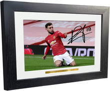 Load image into Gallery viewer, Large A3 Signed Bruno Fernandes &quot;CELEBRATION&quot; Manchester United Photo Photograph Picture Frame Football Soccer Poster Gift