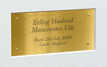 Load image into Gallery viewer, A4 Erling Haaland Manchester City Triple Autographed Signed Photo Photograph Picture Frame Football Soccer Poster Gift Gold 12x8