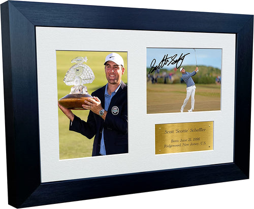 Scott Scottie Scheffler US Open PGA Tour Champion Autographed Signed 12x8 A4 Photo Photograph Picture Frame Football Soccer Poster Gift Gold