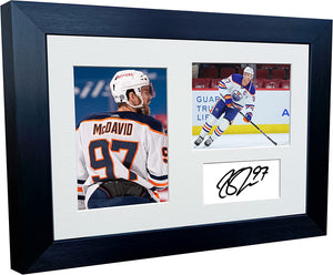 Kitbags & Lockers 12x8 A4 Connor McDavid Edmonton Oilers NHL Autographed Signed Photo Photograph Picture Frame Ice Hockey Poster Gift Triple