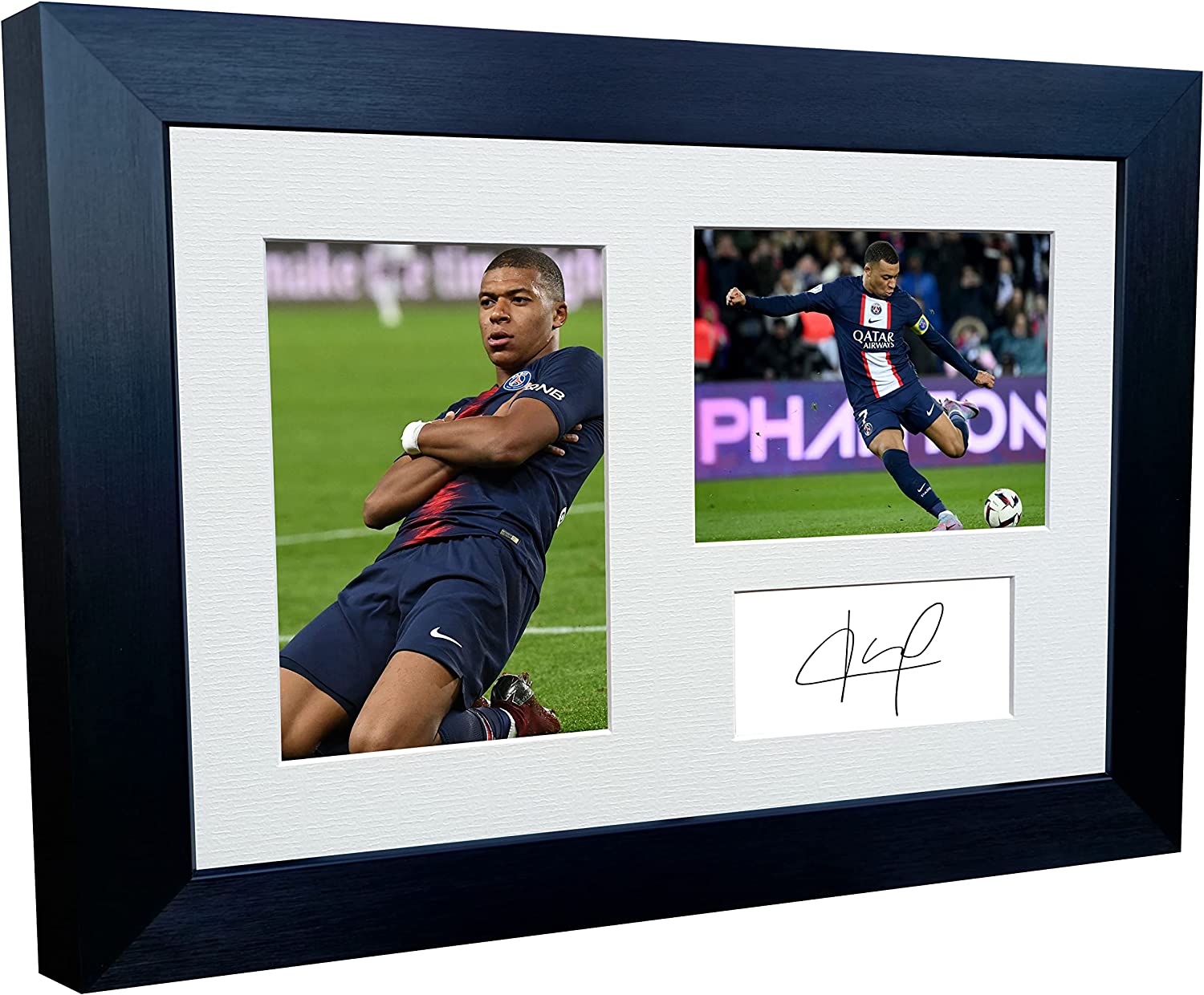 12x8 A4 Kylian Mbappé PSG Paris Saint-Germain Autographed Signed Photo Photograph Picture Frame Football Soccer Poster Gift Triple