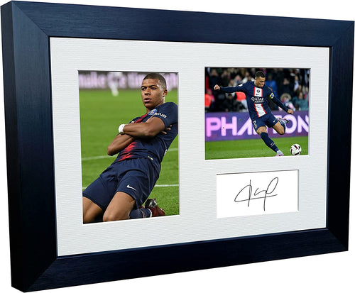 12x8 A4 Kylian Mbappé PSG Paris Saint-Germain Autographed Signed Photo Photograph Picture Frame Football Soccer Poster Gift Triple