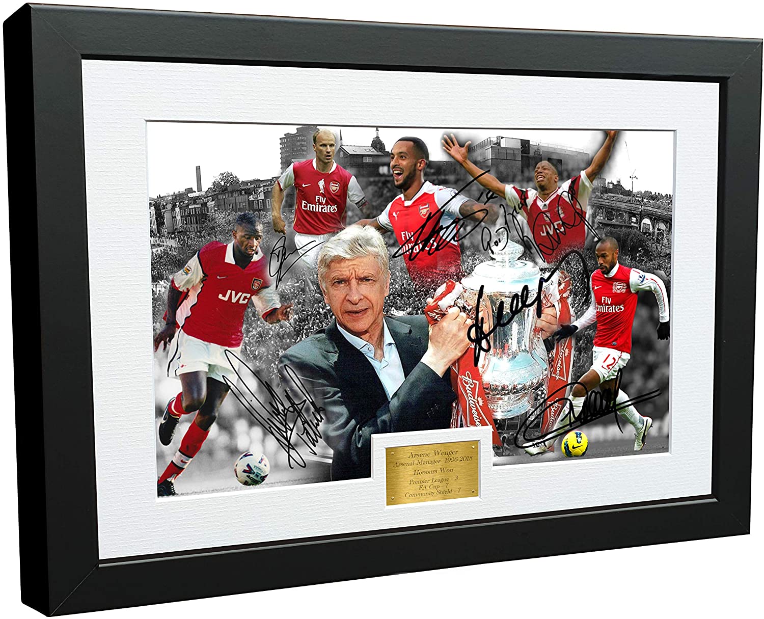 "WENGER YEARS" Signed Arsenal Henry Vieira Bergkamp Wright Walcott Photo Picture Soccer