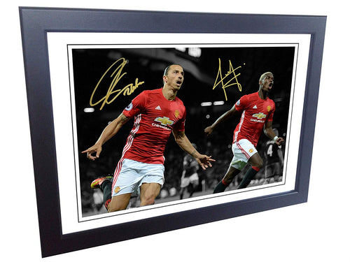 12x8 Signed Zlatan Ibrahimovic Paul Pogba Manchester United Photo Photograph Picture Frame