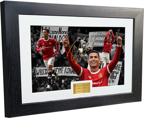 12x8 A4 'WELCOME HOME' Cristiano Ronaldo Manchester United Signed Autograph Photo Photograph Picture Frame Poster Gift