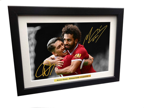 Roberto Firmino Mohamed Mo Salah 12x8 Signed Liverpool FC Photo Photograph Picture Frame Soccer Gift