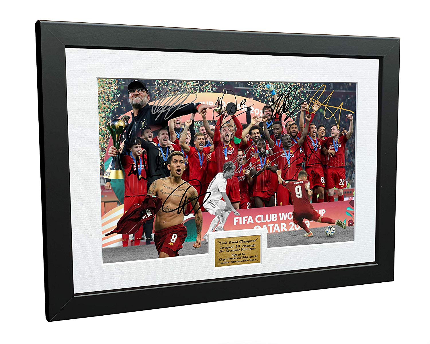 2019 WORLD CHAMPIONS signed Liverpool Henderson Klopp Salah Mane Firmino Origi photo picture soccer