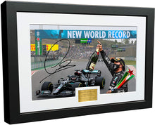 Load image into Gallery viewer, &quot;New World Record 92 Wins&quot; Lewis Hamilton Signed Photo Photograph Picture Motor Sport Formula 1 F1