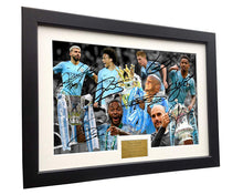 Load image into Gallery viewer, 2018/19 TREBLE Signed Manchester City Guardiola De Bruyne Agüero Sterling Jesus Sane Photo Picture
