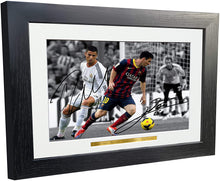 Load image into Gallery viewer, Large A3 Signed Lionel Messi Barcelona Cristiano Ronaldo Real Madrid Autographed Photo Picture