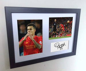 Signed Philippe Coutinho Liverpool Autographed Photo Photograph Picture Frame Gift A4