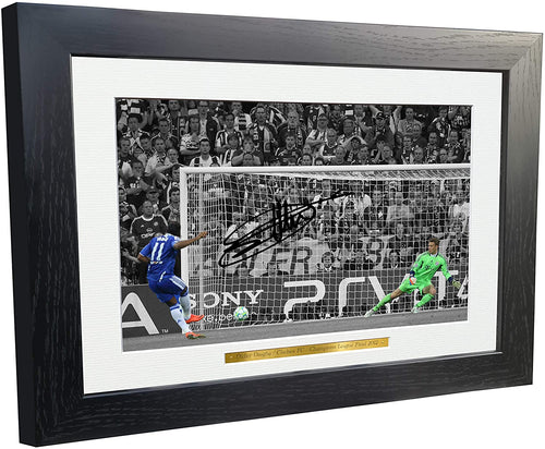 Large A3 Didier Drogba 12x8 A4 Chelsea FC Champions League Winners 2012 Autographed Signed Photo Photograph Picture Frame Soccer Gift Poster 2