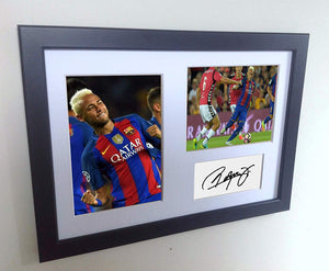 Signed Neymar Jr Barcelona Photo Photograph Picture Frame Autograph Frame A4
