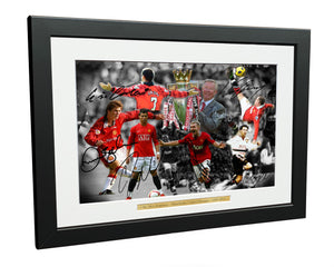 Signed "FERGUSON YEARS" Cantona-Ronaldo-Beckham-Giggs-Rooney-Scholes Manchester United Photo Picture